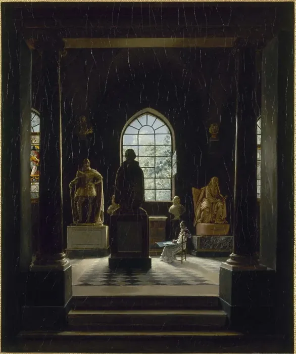 Framed Print : The 17th century room at the museum of French monuments, c1816. Creator: Leon Mathieu Cochereau Framed Print : The 17th century room at the museum of French monuments, c1816. Creator: Leon Mathieu Cochereau