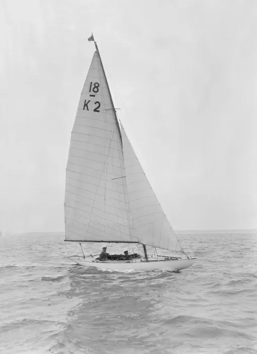 Framed Print : The 18-foot keelboat Prudence (K2) under sail, 1922. Creator: Kirk & Sons of Cowes Framed Print : The 18-foot keelboat Prudence (K2) under sail, 1922. Creator: Kirk & Sons of Cowes