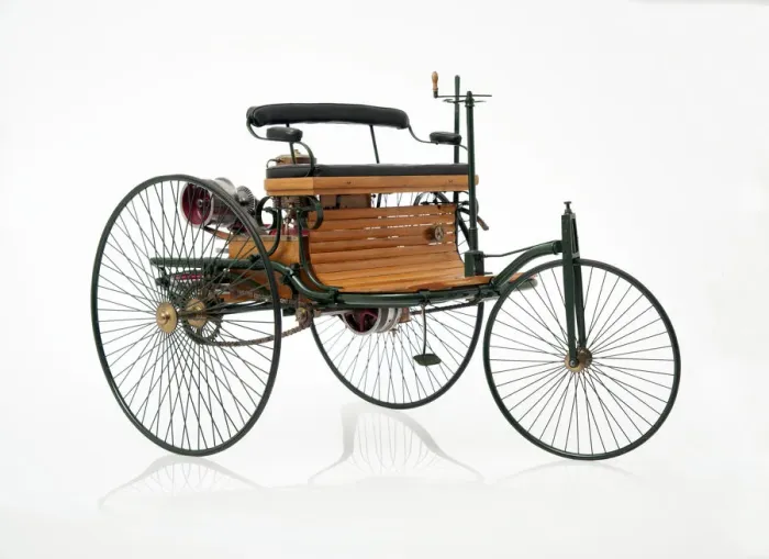 Framed Print : 1885 Benz 3 wheeler scale model. Creator: Unknown Framed Print : 1885 Benz 3 wheeler scale model. Creator: Unknown