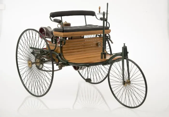 Framed Print : 1885 Benz 3 wheeler scale model. Creator: Unknown Framed Print : 1885 Benz 3 wheeler scale model. Creator: Unknown