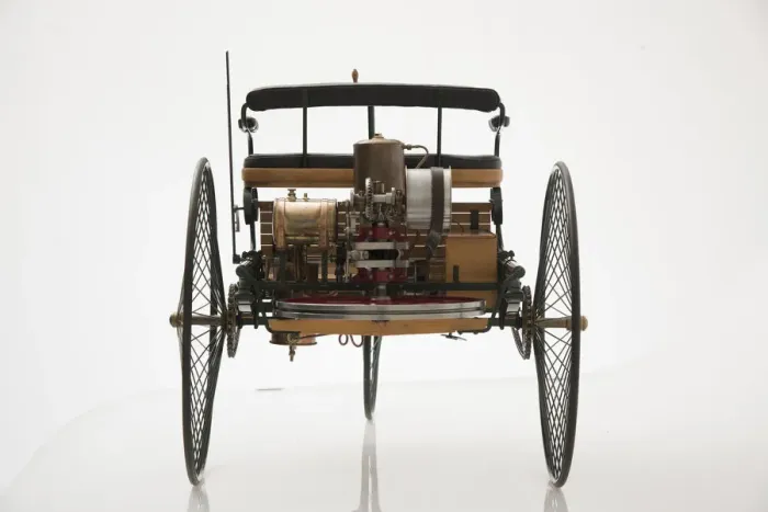 Framed Print : 1885 Benz 3 wheeler scale model. Creator: Unknown Framed Print : 1885 Benz 3 wheeler scale model. Creator: Unknown