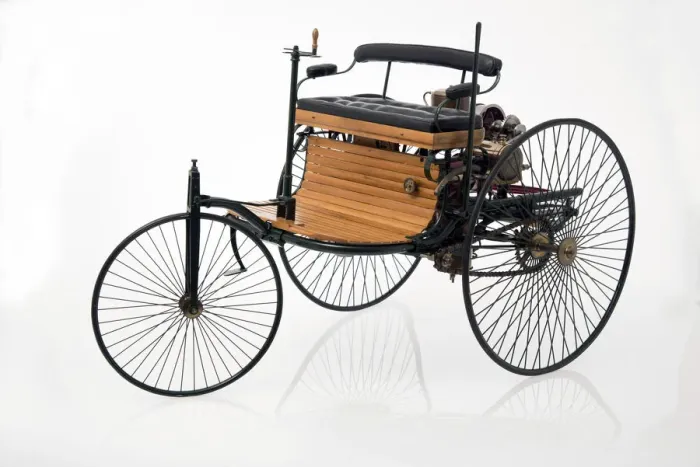 Framed Print : 1885 Benz 3 wheeler scale model. Creator: Unknown Framed Print : 1885 Benz 3 wheeler scale model. Creator: Unknown