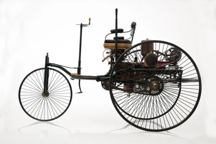 Framed Print : 1885 Benz 3 wheeler scale model. Creator: Unknown Framed Print : 1885 Benz 3 wheeler scale model. Creator: Unknown