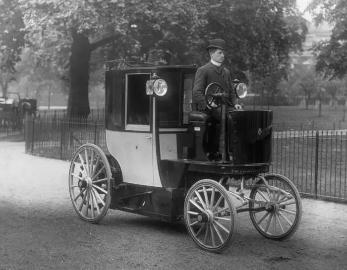 Framed Print : 1896 Bersey Electric cab. Creator: Unknown Framed Print : 1896 Bersey Electric cab. Creator: Unknown