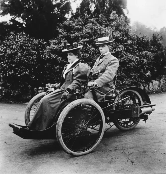Framed Print : 1897 Leon Bollee cyclecar. Creator: Unknown Framed Print : 1897 Leon Bollee cyclecar. Creator: Unknown