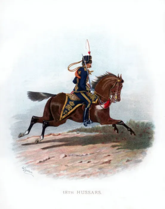 Framed Print : 18th Hussars, 1890. Artist: R Simkin Framed Print : 18th Hussars, 1890. Artist: R Simkin