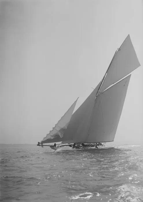 Framed Print : The 19-metre cutter Norada sailing close-hauled, jib flapping, 1911. Creator Framed Print : The 19-metre cutter Norada sailing close-hauled, jib flapping, 1911. Creator
