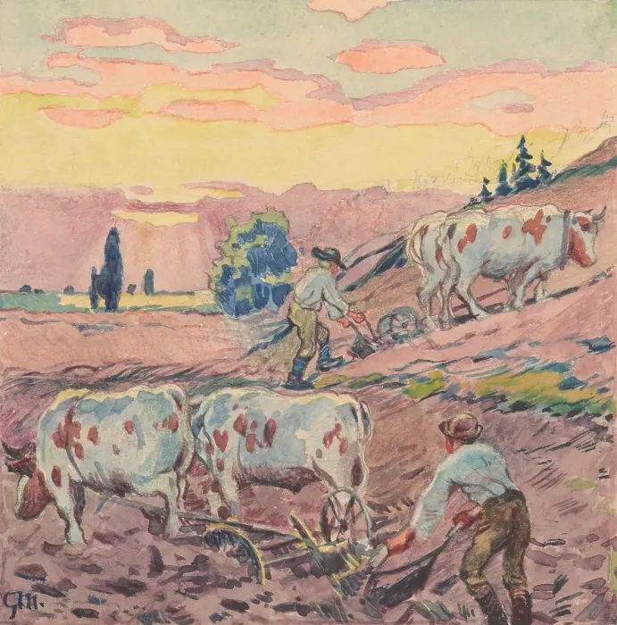 Framed Print : 19.- Plowing, 1932. Creator: Gustav Mally Framed Print : 19.- Plowing, 1932. Creator: Gustav Mally