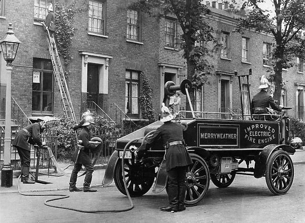1900 Merryweather Electric Fire Engine. Creator: Unknown