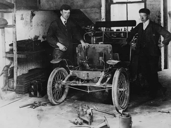 Framed Print : 1901 New Orleans car under repair. Creator: Unknown Framed Print : 1901 New Orleans car under repair. Creator: Unknown