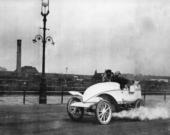 Framed Print : 1902 Serpollet Easter Egg steam car at Bexhill. Creator: Unknown Framed Print : 1902 Serpollet Easter Egg steam car at Bexhill. Creator: Unknown