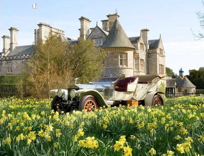 Framed Print : 1909 Rolls Royce in front of Palace House, Beaulieu Framed Print : 1909 Rolls Royce in front of Palace House, Beaulieu