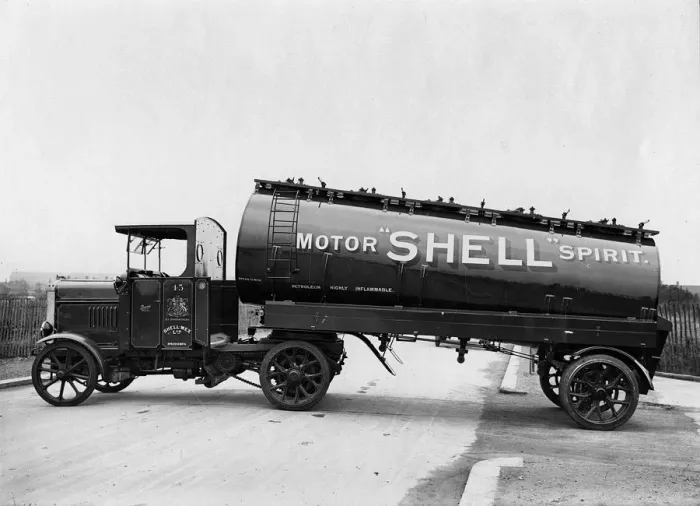 Framed Print : 1926 Scammell petrol tanker for Shell. Creator: Unknown Framed Print : 1926 Scammell petrol tanker for Shell. Creator: Unknown