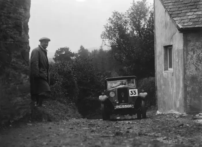 Framed Print : 1929 Riley saloon of AP Squire competing in the JCC Lynton Trial, 1932. Artist: Bill Brunell Framed Print : 1929 Riley saloon of AP Squire competing in the JCC Lynton Trial, 1932. Artist: Bill Brunell