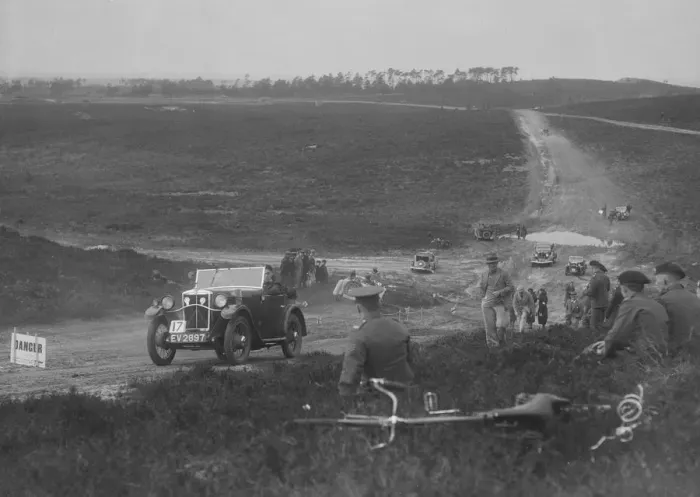 Framed Print : 1931 Morris Minor open 2-seater competing in a motoring trial, Bagshot Heath, Surrey, 1930s Framed Print : 1931 Morris Minor open 2-seater competing in a motoring trial, Bagshot Heath, Surrey, 1930s