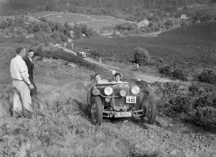 Framed Print : 1932 Frazer-Nash TT replica taking part in the NWLMC Lawrence Cup Trial, 1937. Artist: Bill Brunell Framed Print : 1932 Frazer-Nash TT replica taking part in the NWLMC Lawrence Cup Trial, 1937. Artist: Bill Brunell