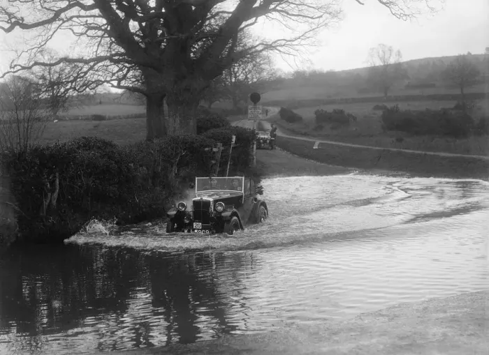 Framed Print : 1932 Morris Minor tourer driving through a ford during a motoring trial, 1936. Artist: Bill Brunell Framed Print : 1932 Morris Minor tourer driving through a ford during a motoring trial, 1936. Artist: Bill Brunell