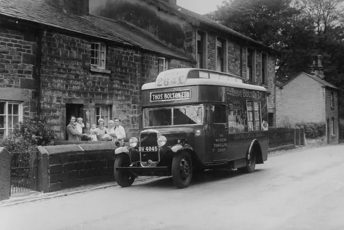 Framed Print : 1933 Bedford 2 ton WLG truck used as a travelling shop, c1933 Framed Print : 1933 Bedford 2 ton WLG truck used as a travelling shop, c1933