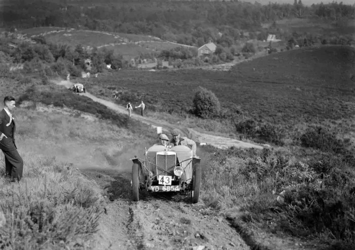 Framed Print : 1933 MG J2 taking part in the NWLMC Lawrence Cup Trial, 1937. Artist: Bill Brunell Framed Print : 1933 MG J2 taking part in the NWLMC Lawrence Cup Trial, 1937. Artist: Bill Brunell