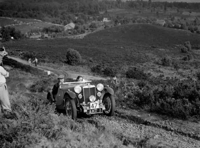 Framed Print : 1933 MG J2 team taking part in the NWLMC Lawrence Cup Trial, 1937. Artist: Bill Brunell Framed Print : 1933 MG J2 team taking part in the NWLMC Lawrence Cup Trial, 1937. Artist: Bill Brunell
