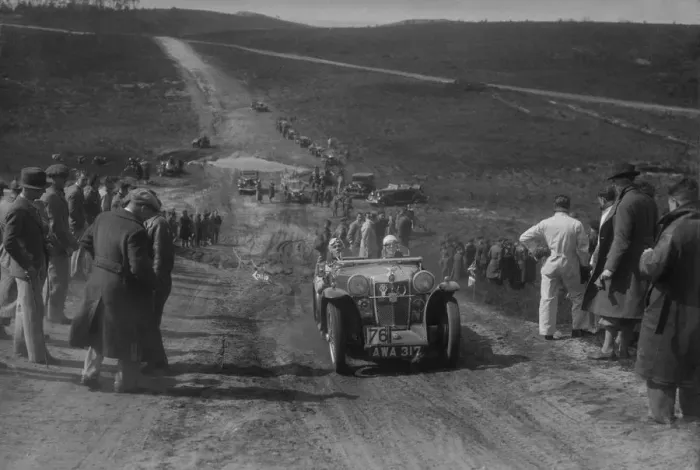 Framed Print : 1934 MG PA competing in a motoring trial, Bagshot Heath, Surrey, 1930s. Artist: Bill Brunell Framed Print : 1934 MG PA competing in a motoring trial, Bagshot Heath, Surrey, 1930s. Artist: Bill Brunell