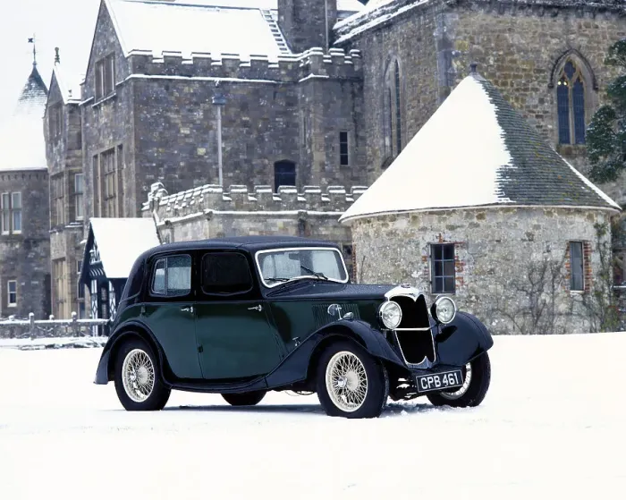 Framed Print : A 1934 Riley Falcon in the snow Framed Print : A 1934 Riley Falcon in the snow