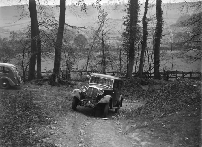 Framed Print : 1934 Rover 10 at the Standard Car Owners Club Southern Counties Trial, 1938. Artist: Bill Brunell Framed Print : 1934 Rover 10 at the Standard Car Owners Club Southern Counties Trial, 1938. Artist: Bill Brunell