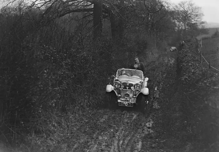 Framed Print : 1935 1496 cc Singer Le Mans taking part in a motoring trial, 1936. Artist: Bill Brunell Framed Print : 1935 1496 cc Singer Le Mans taking part in a motoring trial, 1936. Artist: Bill Brunell