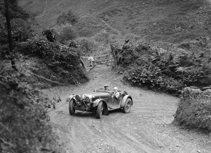 Framed Print : 1935 Jaguar SS 90 2-seater taking part in a motoring trial, late 1930s. Artist: Bill Brunell Framed Print : 1935 Jaguar SS 90 2-seater taking part in a motoring trial, late 1930s. Artist: Bill Brunell