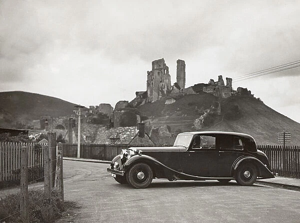 1938 Daimler 4. 5 litre saloon at Corfe Castle, Dorset. Creator: Unknown