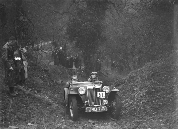 Framed Print : 1938 MG TA taking part in the Petersfield Trial, 1938. Artist: Bill Brunell Framed Print : 1938 MG TA taking part in the Petersfield Trial, 1938. Artist: Bill Brunell