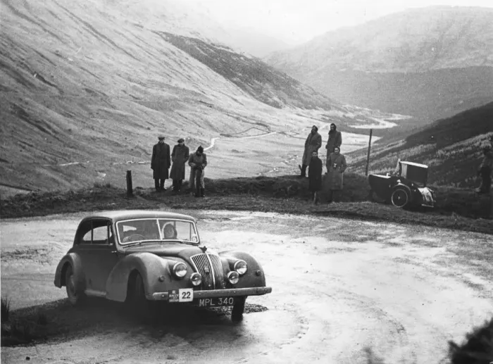 Framed Print : 1949 AC 2 litre two door saloon on 1952 RAC rally. Creator: Unknown Framed Print : 1949 AC 2 litre two door saloon on 1952 RAC rally. Creator: Unknown