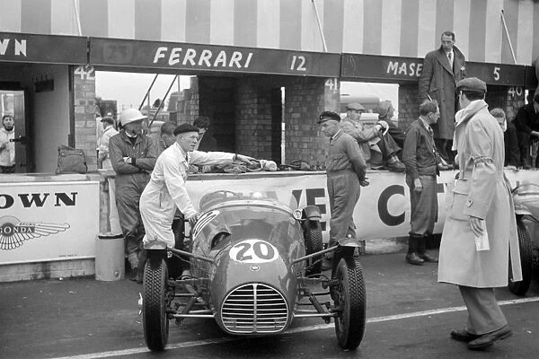 1951 Killeen - MG, D. Pitt in pits at Silverstone during British GP meeting. Creator: Unknown