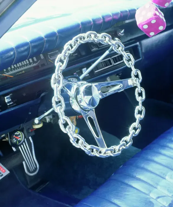 Framed Print : 1969 Plymouth customised sedan interior