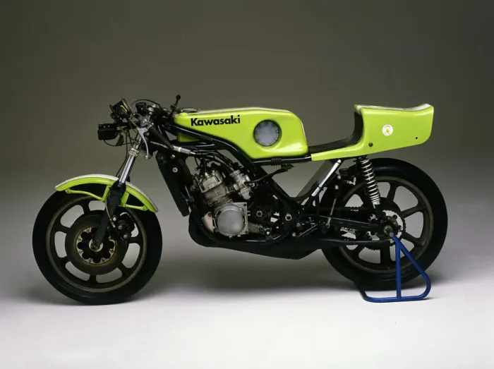 Framed Print : 1975 Kawasaki factory racer. Creator: Unknown Framed Print : 1975 Kawasaki factory racer. Creator: Unknown