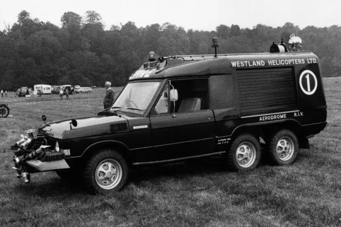 Framed Print : 1976 Range Rover Carmichael fire tender. Creator: Unknown