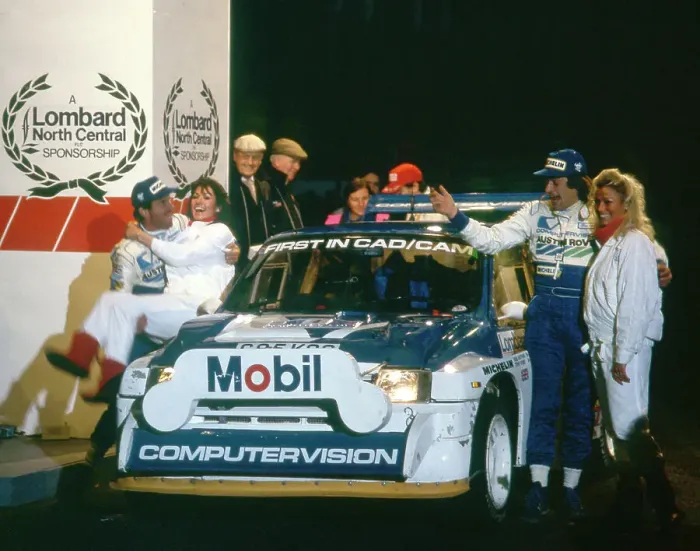 Framed Print : 1986 RAC Rally. Tony Pond and Rob Arthur celebrate finishing 6th in MG Metro 6R4 Framed Print : 1986 RAC Rally. Tony Pond and Rob Arthur celebrate finishing 6th in MG Metro 6R4