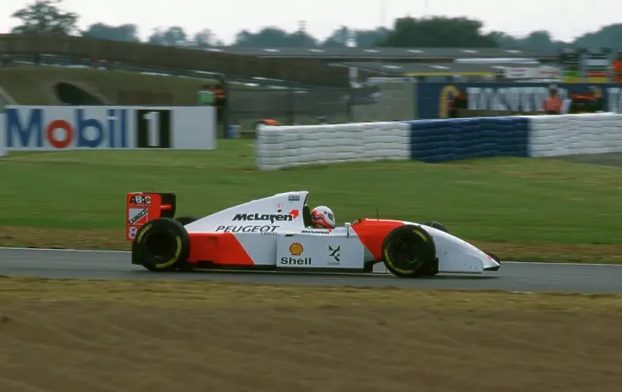 Framed Print : 1994 McLaren Peugeot MP4-9 Martin Brundle, tyre testing at Silverstone Framed Print : 1994 McLaren Peugeot MP4-9 Martin Brundle, tyre testing at Silverstone