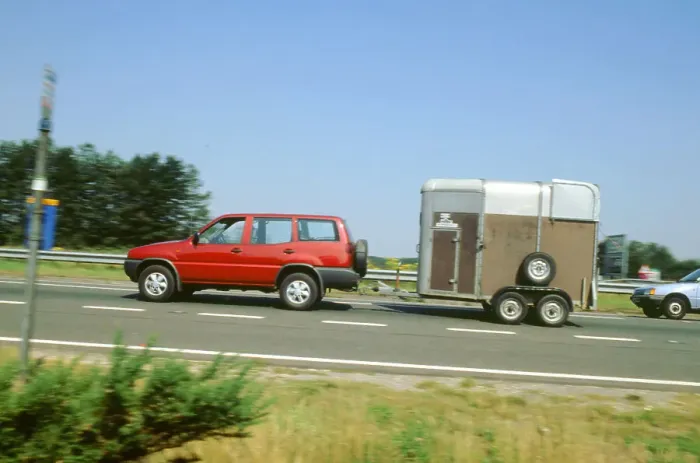 Framed Print : 1997Ford Maverick towing horse box Framed Print : 1997Ford Maverick towing horse box