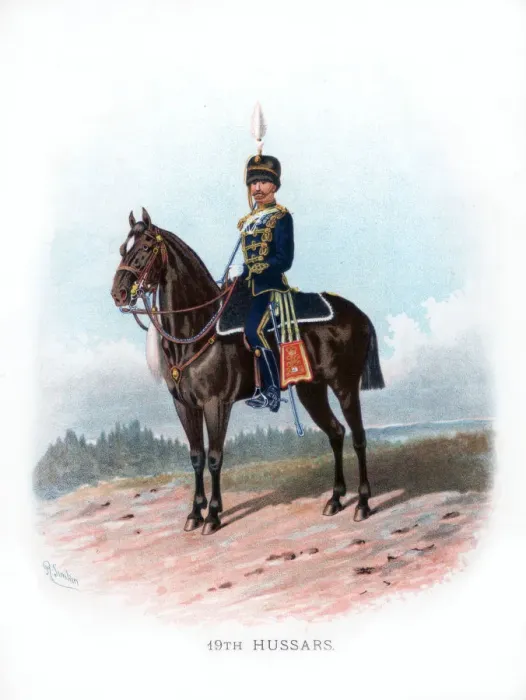 Framed Print : 19th Hussars, 1890. Artist: R Simkin Framed Print : 19th Hussars, 1890. Artist: R Simkin