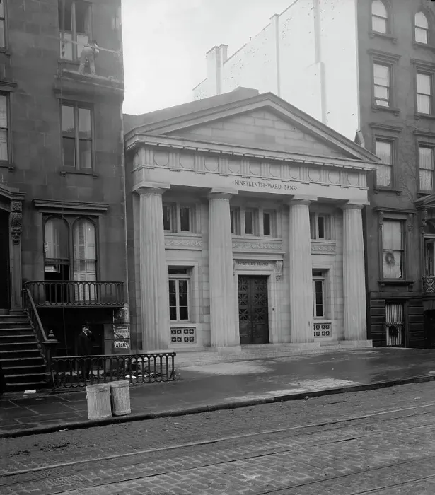 Framed Print : 19th Ward Bank, Thirty-fourth Street Branch, exterior, New York, N.Y. between 1905 and 1915. Creator: Unknown Framed Print : 19th Ward Bank, Thirty-fourth Street Branch, exterior, New York, N.Y. between 1905 and 1915. Creator: Unknown