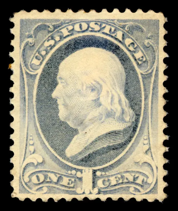 Framed Print : 1c Franklin single, 1881. Creator: American Bank Note Company Framed Print : 1c Franklin single, 1881. Creator: American Bank Note Company