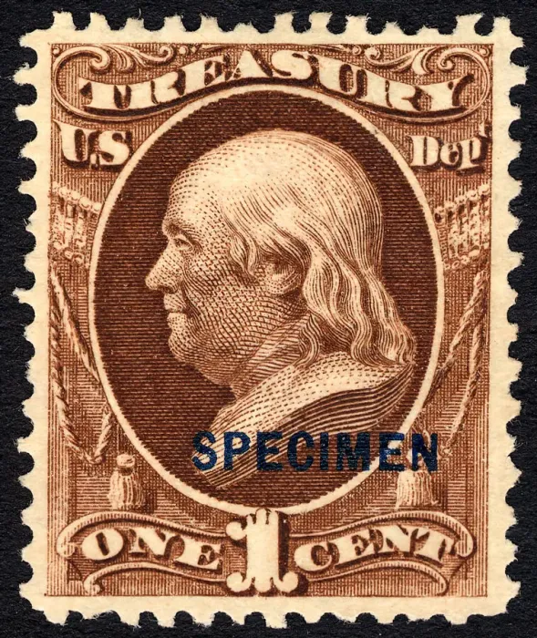 Framed Print : 1c Franklin Treasury Department special printing single, 1875. Creator: Unknown Framed Print : 1c Franklin Treasury Department special printing single, 1875. Creator: Unknown