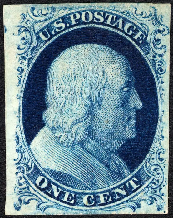 Framed Print : 1c Franklin type II single, 1851. Creator: Unknown Framed Print : 1c Franklin type II single, 1851. Creator: Unknown