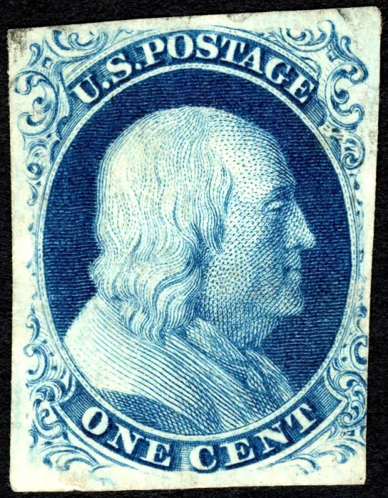 Framed Print : 1c Franklin type III single, 1851. Creator: Unknown Framed Print : 1c Franklin type III single, 1851. Creator: Unknown