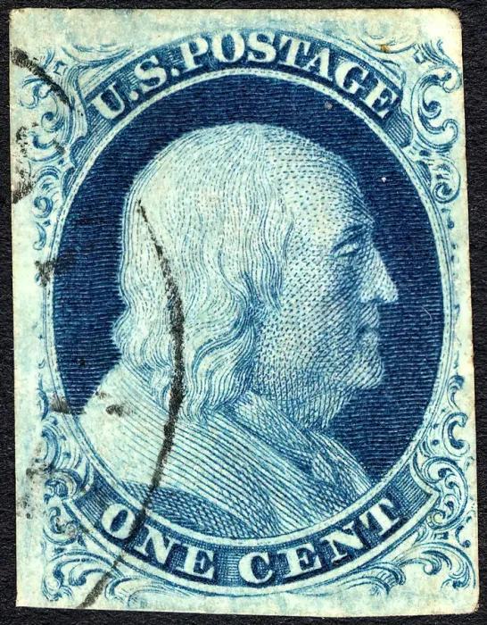 Framed Print : 1c Franklin type IIIa single, 1851. Creator: Unknown Framed Print : 1c Franklin type IIIa single, 1851. Creator: Unknown
