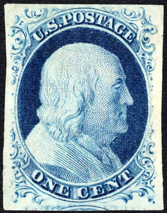 Framed Print : 1c Franklin type IV single, 1852. Creator: Unknown Framed Print : 1c Franklin type IV single, 1852. Creator: Unknown