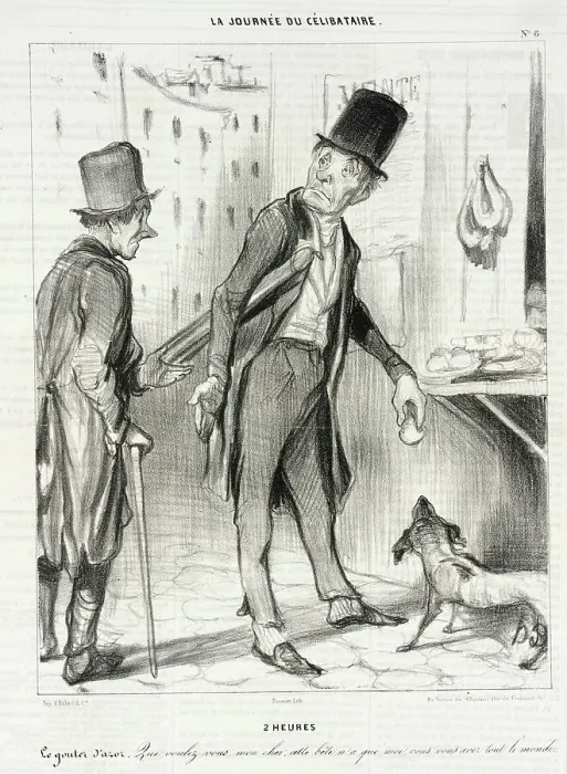 Framed Print : 2 heures - Le gouter d'Azor, 1839. Creator: Honore Daumier Framed Print : 2 heures - Le gouter d'Azor, 1839. Creator: Honore Daumier