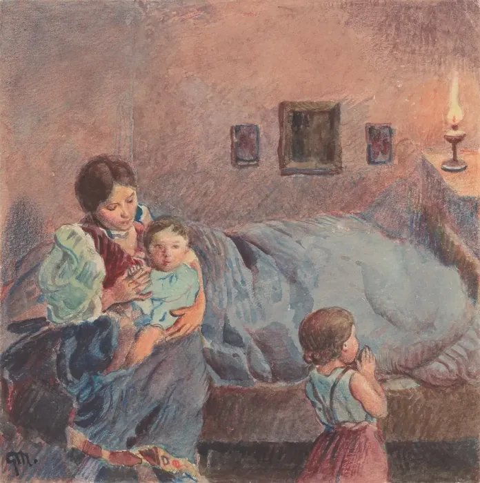 Framed Print : 20.- Before going to bed, 1932. Creator: Gustav Mally Framed Print : 20.- Before going to bed, 1932. Creator: Gustav Mally