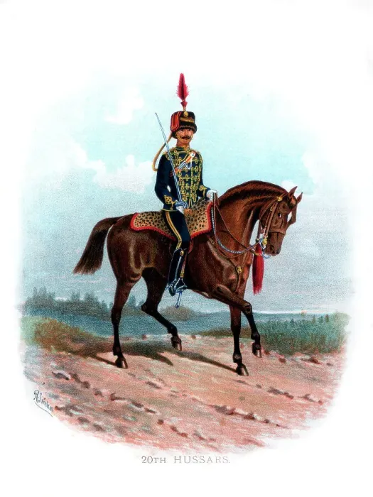 Framed Print : 20th Hussars, 1890. Artist: R Simkin Framed Print : 20th Hussars, 1890. Artist: R Simkin